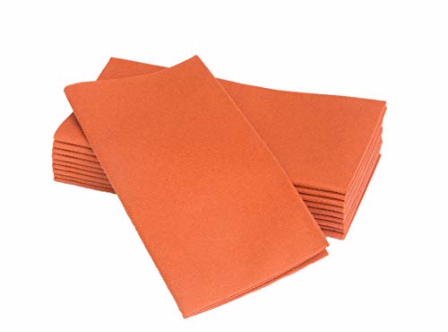 Product Cover SIMULINEN Colored Napkins - Decorative Cloth Like & Disposable Dinner Napkins - Pumpkin/Terracotta - Soft, Absorbent & Durable - 16