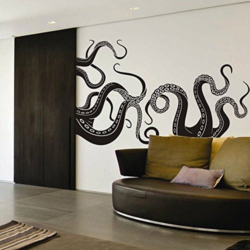 Product Cover MairGwall Octopus Tentacles Vinyl Wall Decal Sea Monster Sticker Kraken Decal Squid Wall Graphic Home Art Decoration Black