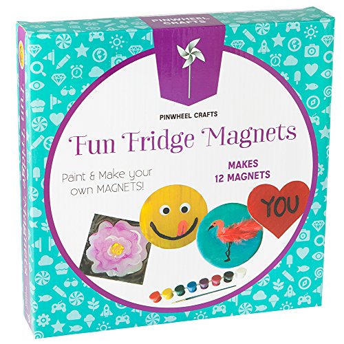 Product Cover Fridge Magnet Art Activity Set: Make Your Own Self Adhesive Refrigerator & School Locker Magnets - DIY Craft Kit for Kids Birthday Parties & Kits - Great For Kids Arts And Crafts