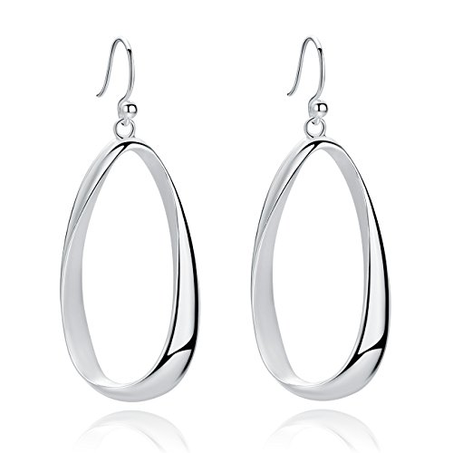 Product Cover SA SILVERAGE Sterling Silver Twisted Hoop Earrings Oval Round Dangle Teardrop Earrings For Women