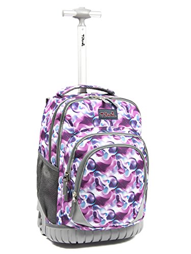 Product Cover Tilami Kids Rolling Backpack 18 inch Boys and Girls Laptop Backpack, Purple