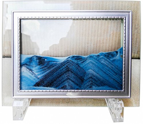 Product Cover YayaCat Deep Sea Moving Sand Art Picture Sandscapes in Motion Office Desktop Art Decor Mini Size Blue 7