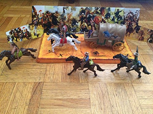 Product Cover Toys4less Wild Wild West Cowboys vs. Indians Action Figure Set- 12 Piece Set with Horses and Wagon, Multicolor
