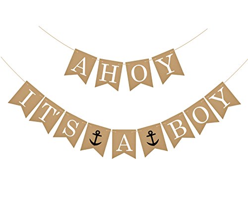 Product Cover Famoby AHOY It's A BOY Anchor Banner for Baby Shower Party Decorations