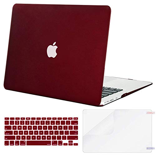 Product Cover MOSISO Plastic Hard Shell Case & Keyboard Cover & Screen Protector Only Compatible with MacBook Air 13 inch (Models: A1369 & A1466, Older Version 2010-2017 Release), Marsala Red