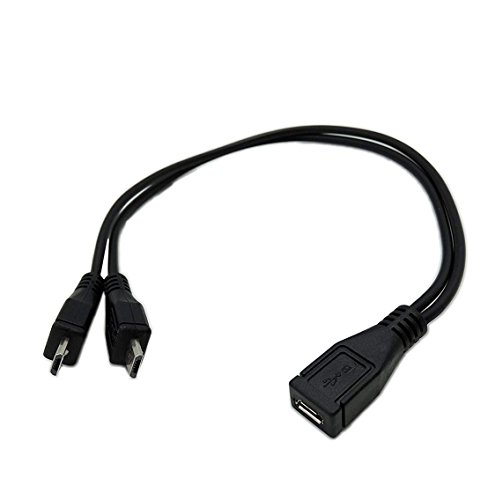 Product Cover SinLoon 30cm Double Mirco USB Charge Y Splitter Cable, Micro USB 5P Female jack to 2 Micro 5pin male Y Splitter Charge cable for Samsung, HTC, Android phones(MIRCO F-2MIRC M)