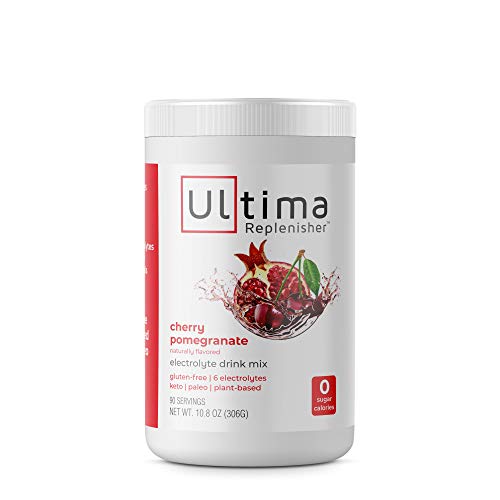 Product Cover Ultima Replenisher Hydrating Electrolyte Powder, Cherry Pomegrante, 90 Servings, no Sugar, no Carbs, no Calories, Keto, Gluten-Free, Paleo, Non-GMO, Vegan, with Magnesium, Potassium, Calcium