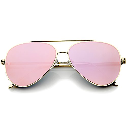 Product Cover Mirrored Oversized Aviator Sunglasses for Women with Flat Mirror Lens 58mm