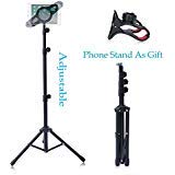 Product Cover T-Sign Reinforced IPad Tripod Stand Mount - Foldable Floor Tablet Holder, Height Adjustable 360 Rotating Stand for iPad Mini/Air and More 7