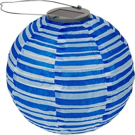 Product Cover Allsop Home and Garden 10-Inch Round Soji Solar Lantern, Blue and White Stripe, 1-Count ...