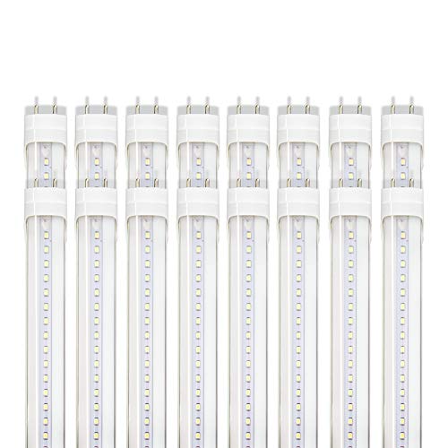 Product Cover Barrina T8 T10 T12 LED Light Tube, 4FT, 22W, 6000K (Super Bright White), 2600 Lumens, Dual-End Powered, Clear Cover, T8 T10 T12 Fluorescent Light Bulbs Replacement, ETL Listed (16-Pack)