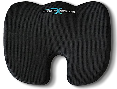 Product Cover Coccyx Orthopedic Memory Foam Seat Cushion With ANTI-SLIP Bottom - Helps With Sciatica Back Pain - Perfect for Your Office Chair and Sitting on the Floor Gives Relief From Tailbone Pain