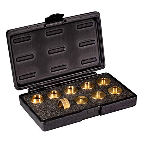 Product Cover POWERTEC 71051 Router Template Guide Set | 10pc Solid Brass Guides w/Molded Carrying Case