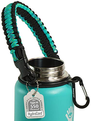 Product Cover Mint/Black : Paracord Carrier for Hydro Flasks, Top Rated Holder in Nalgene and Hydro Flask Handles and Accessories, Worry-free HydroCord Strap w/Safety Ring Guarantees Handle Stays On Bottle