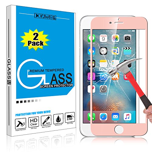 Product Cover [2 Pack Rose Gold] iPhone 6 6s Plus Screen Protector, DONWELL Full Cover Mirror Effect Tempered Glass Screen Protector for iPhone 6 6s Plus [HD Clear] [ Scratch-Resistant] [Bubble Free]