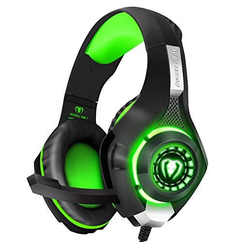 Product Cover BlueFire 3.5mm PS4 Gaming Headset Headphone with Microphone and LED Light Compatible with Playstation 4, Xbox one, PC (Green)