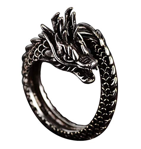 Product Cover AZYOUNG Unisex Vintage Silver Dragon Carved Surface Adjustable One Size Opening Ring