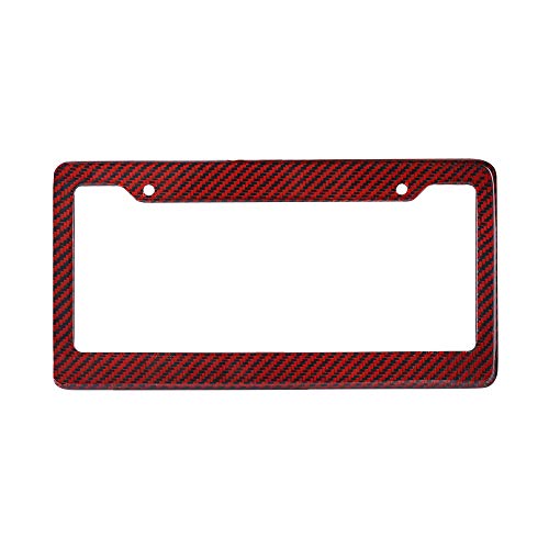 Product Cover BLVD-LPF OBEY YOUR LUXURY Real 100% Red Carbon Fiber License Plate Frame Tag Cover FF - C with Matching Screw Caps - 1 Frame