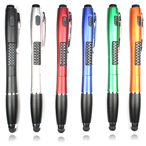 Product Cover Stylus [6 Pcs], 3-in-1 Touch Screen Pen (Stylus + Ballpoint Pen + LED Flashlight) For Smartphones Tablets iPad iPhone Samsung etc