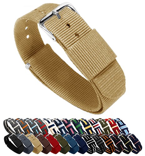 Product Cover 22mm Khaki Standard Length - BARTON Watch Bands - Ballistic Nylon NATO Style Straps