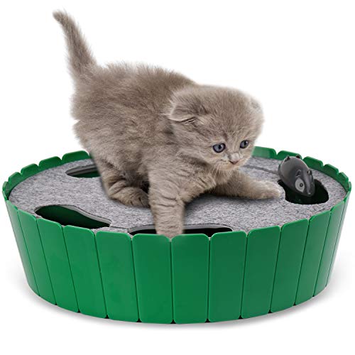 Product Cover Pawaboo Pet Teasing Toy, Hide and Seek Electronic Mouse Hunt Interactive Cat Toy, Green