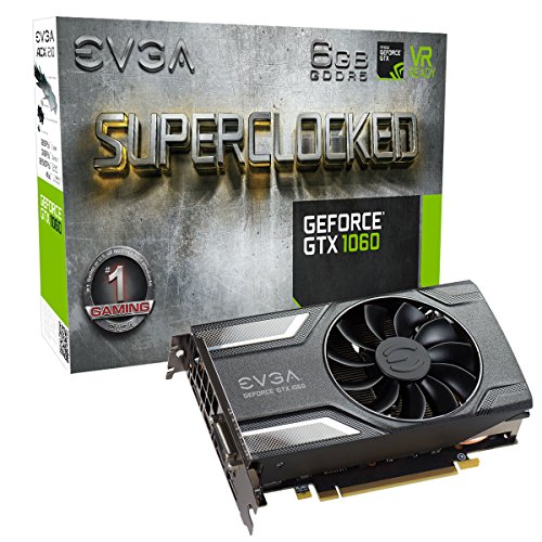 Product Cover EVGA GeForce GTX 1060 SC GAMING, ACX 2.0 (Single Fan), 6GB GDDR5, DX12 OSD Support (PXOC), Only 6.8 Inches Graphics Card 06G-P4-6163-KR