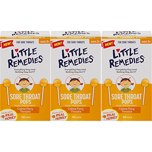 Product Cover Little Remedies Sore Throat Pops with Real Honey for Kids 3+ | Pack of 3 | Soothing Pops That Calms Fiery Throats