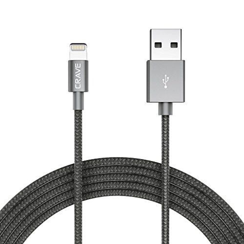 Product Cover Apple MFI Certified Lightning to USB Cable - Crave Premium Nylon Braided Cable 4 FT - Slate