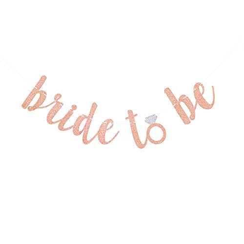 Product Cover Famoby Rose Pink Glittery Bride To Be Banner for Engagement Wedding Party Bachelorette Party Decorations Supplies