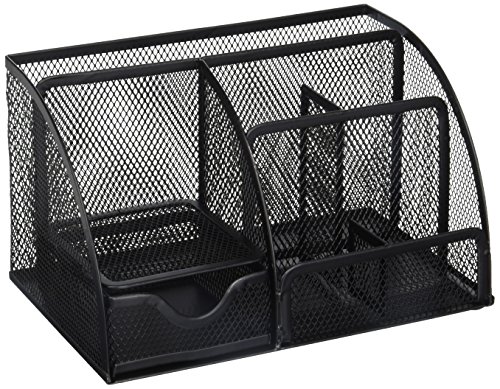 Product Cover Greenco Mesh Office Supplies Desk Organizer Caddy, 6 Compartments, Black