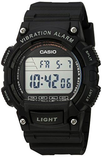 Product Cover Casio Men's 'Super Illuminator' Quartz Resin Casual Watch, Color:Black (Model: W-736H-1AVCF)