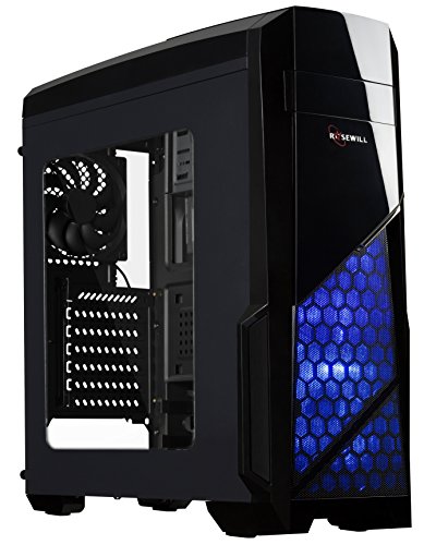 Product Cover Rosewill ATX Case, Mid Tower Case with Blue LED Fan/Gaming Case for PC with Side Window Panel & 3 Fans Pre-Installed, Computer Case 2 x USB3.0 Port - Nautilus