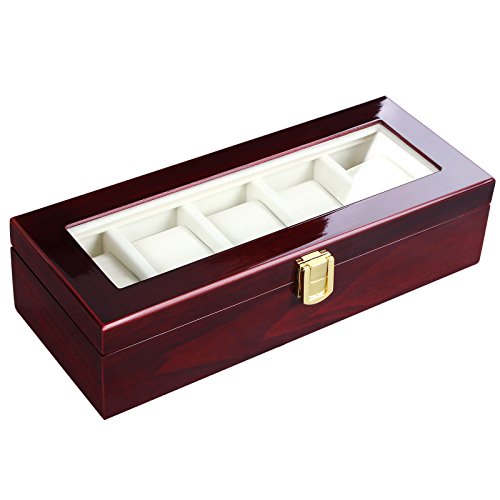 Product Cover SONGMICS Watch Box, Wooden Watch Organizer, 5 Slots Display Case, Cherry UJOW05C