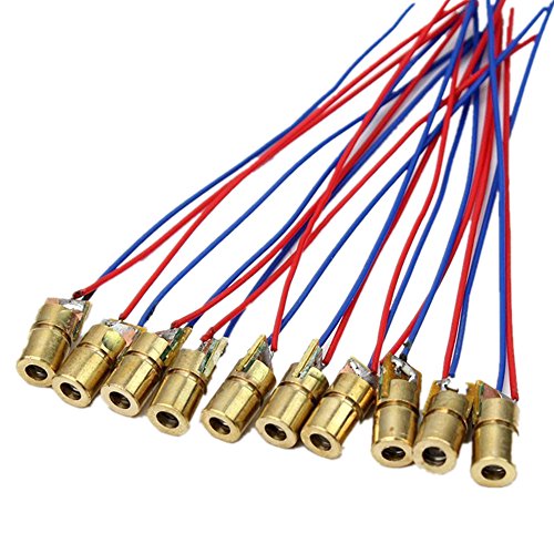Product Cover GeeBat 10pcs Mini Laser Dot Diode Module Head Red 650nm 6mm 5V 5mW Diode Lasers