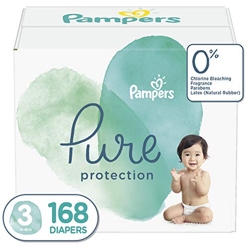 Product Cover Diapers Size 3, 168 Count - Pampers Pure Protection Disposable Baby Diapers, Hypoallergenic and Unscented Protection, ONE Month Supply