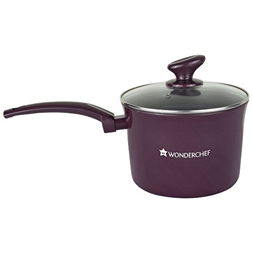 Product Cover Wonderchef Everest Aluminium Sauce Pan with Lid, 2.85 Litres/18cm, Purple
