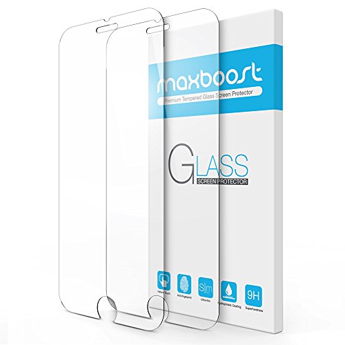 Product Cover iPhone 8 7 Screen Protector, Maxboost (2 Packs) Tempered Glass Screen Protector For Apple iPhone 8 / iPhone 7 & iPhone 6/6s [3D Touch Compatible] 0.2mm Screen Protection Case Fit 99% Touch Accurate