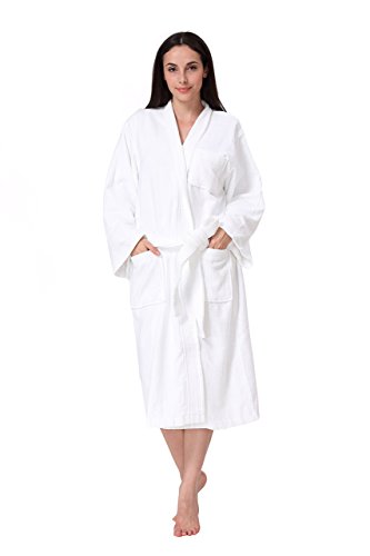 Product Cover Acanva Women's & Men's Terry Robe Plush Cotton Spa Kimono Bathrobe, White by Acanva