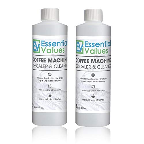 Product Cover Essential Values Universal Descaling Solution (2 Pack / 4 Uses Total), Designed to Clean Keurig, Nespresso, Delonghi and All Single Use Coffee Pot and Espresso Machines - Proudly Made In USA