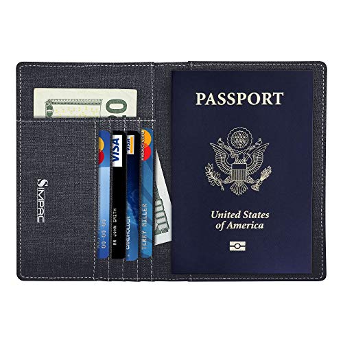 Product Cover SimpacX Fabric Passport Holder Wallet Cover Case RFID Blocking Travel Wallet (black)