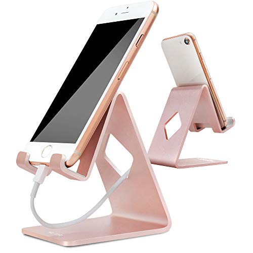 Product Cover Stand for Phone, HOTOR Cell Phone Stand, Cradle, Dock, Holder, Stand for Switch, All Android Smartphone and for Phone XS Max XR 8 X 7 6 6s Plus 5 5s 5c Charging, Universal Accessories Desk -Rose Gold