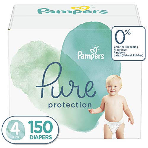 Product Cover Diapers Size 4, 150 Count - Pampers Pure Protection Disposable Baby Diapers, Hypoallergenic and Unscented Protection, ONE MONTH SUPPLY