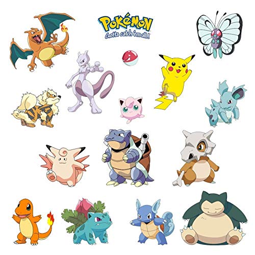 Product Cover Giant Wall Decals for Kids Rooms, Nursery, Baby, Boys & Girls Bedroom Peel Stick, Large Removable Vinyl Wall Stickers. Pokemon cards
