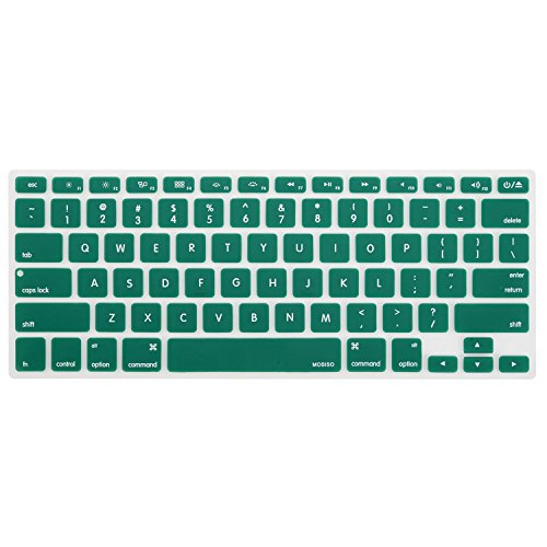 Product Cover MOSISO Silicone Keyboard Cover Compatible with MacBook Pro 13/15 Inch (with/Without Retina Display, 2015 or Older Version),Older MacBook Air 13 Inch (A1466 / A1369, Release 2010-2017), Peacock Green