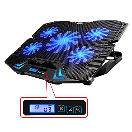 Product Cover TopMate C5 12-15.6 inch Gaming Laptop Cooler Cooling Pad | 5 Quiet Fans and LCD Screen | 2500RPM Strong Wind Designed for Gamers and Office