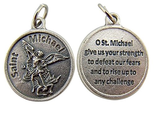 Product Cover Religious Gifts Silver Toned Base Catholic Saint Medal with Prayer Protection Pendant, 3/4 Inch