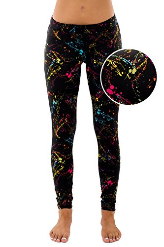 Product Cover Splatter Neon Leggings - Neon Retro Rainbow Tights for Women