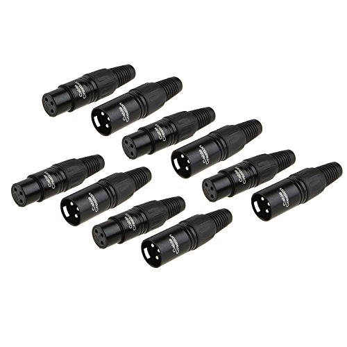 Product Cover CableCreation [5-Pair] XLR 3 Pin Male/Female Audio Mic Microphone Connector, Black Housing