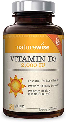 Product Cover NatureWise Vitamin D3 2,000 IU for Healthy Muscle Function, Bone Health, and Immune Support | Non-GMO and Gluten-Free in Cold-Pressed Organic Olive Oil Capsule [1-Year Supply - 360 Count]