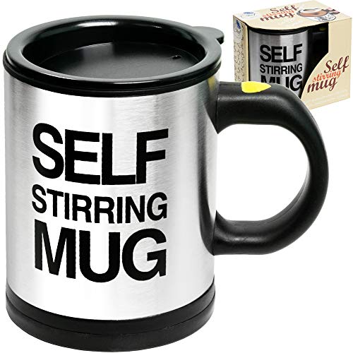 Product Cover Self Stirring Coffee Mug Cup - Funny Electric Stainless Steel Automatic Self Mixing & Spinning Home Office Travel Mixer Cup Best Cute Christmas Birthday Gift Idea for Men Women Kids 8 oz by Chuzy Chef